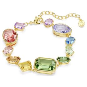 Pulseras Gema con cortes mixtos, multicolor, chapada en tono dorado