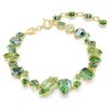 Pulseras Gema con cortes mixtos, verde, chapada en tono dorado Pulseras Gema con cortes mixtos, verde, chapada en tono dorado