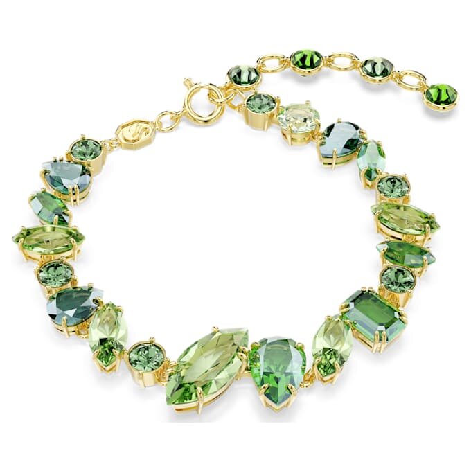 Pulseras Gema con cortes mixtos, verde, chapada en tono dorado Pulseras Gema con cortes mixtos, verde, chapada en tono dorado