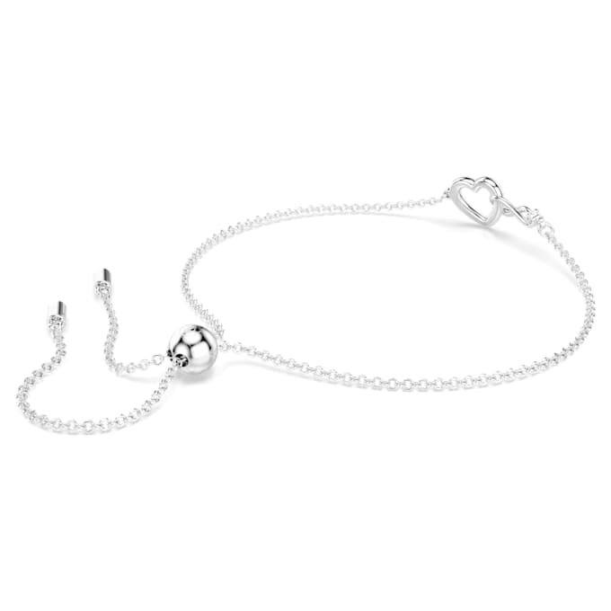 Pulseras Hyperbola con símbolo de Infinity y corazón, blanca, chapada en rodio Pulseras Hyperbola con símbolo de Infinity y corazón, blanca, chapada en rodio