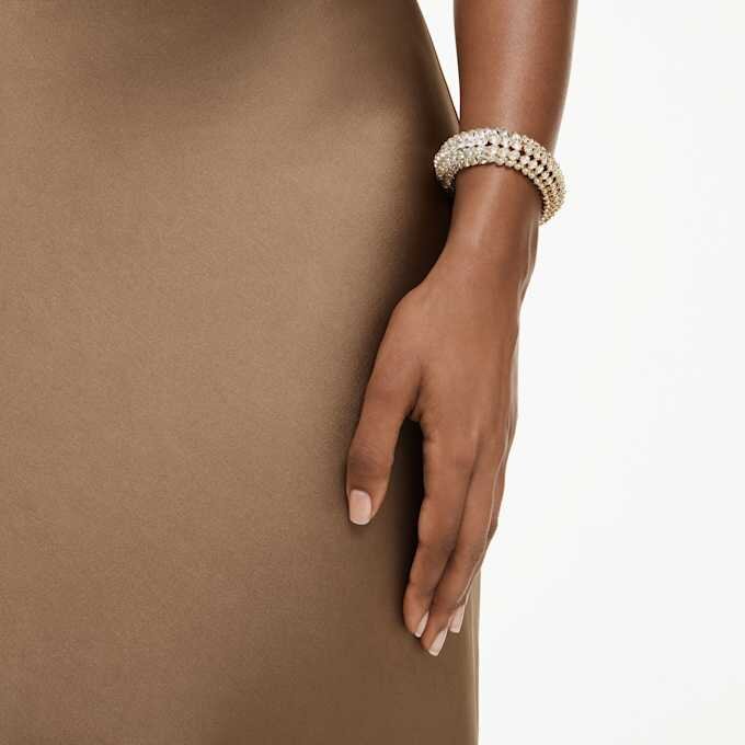 Pulseras Idyllia con corte ovalado, blanca, chapada en tono dorado Pulseras Idyllia con corte ovalado, blanca, chapada en tono dorado