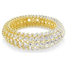 Pulseras Idyllia con corte ovalado, blanca, chapada en tono dorado
