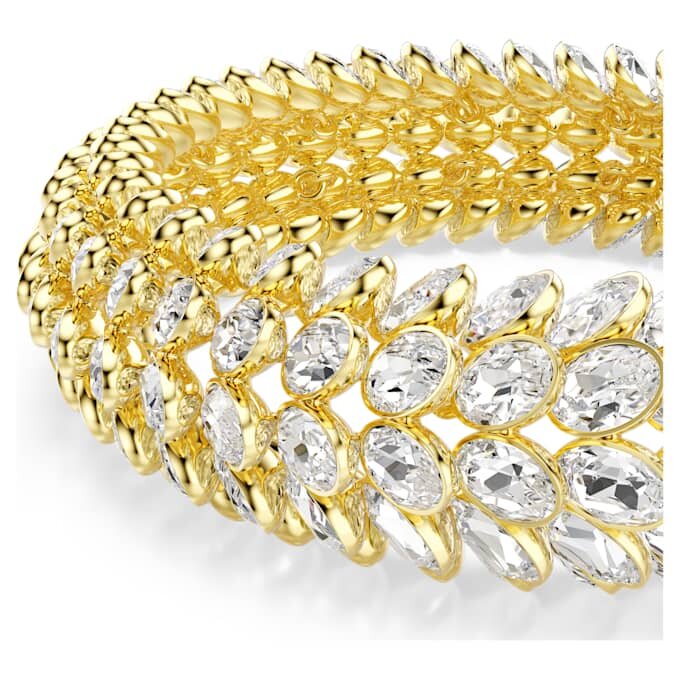 Pulseras Idyllia con corte ovalado, blanca, chapada en tono dorado Pulseras Idyllia con corte ovalado, blanca, chapada en tono dorado