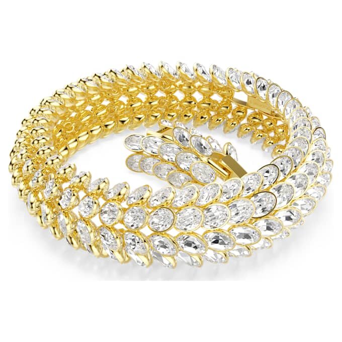 Pulseras Idyllia con corte ovalado, blanca, chapada en tono dorado Pulseras Idyllia con corte ovalado, blanca, chapada en tono dorado