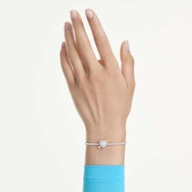Pulseras Idyllia con cortes mixtos, corazón con flecha, blanca, chapada en rodio