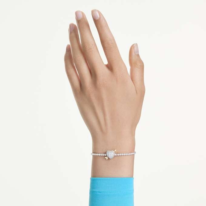 Pulseras Idyllia con cortes mixtos, corazón con flecha, blanca, chapada en rodio Pulseras Idyllia con cortes mixtos, corazón con flecha, blanca, chapada en rodio