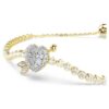 Pulseras Idyllia con cortes mixtos, corazón con flecha, blanca, chapada en tono dorado Pulseras Idyllia con cortes mixtos, corazón con flecha, blanca, chapada en tono dorado