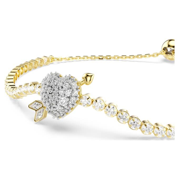 Pulseras Idyllia con cortes mixtos, corazón con flecha, blanca, chapada en tono dorado Pulseras Idyllia con cortes mixtos, corazón con flecha, blanca, chapada en tono dorado