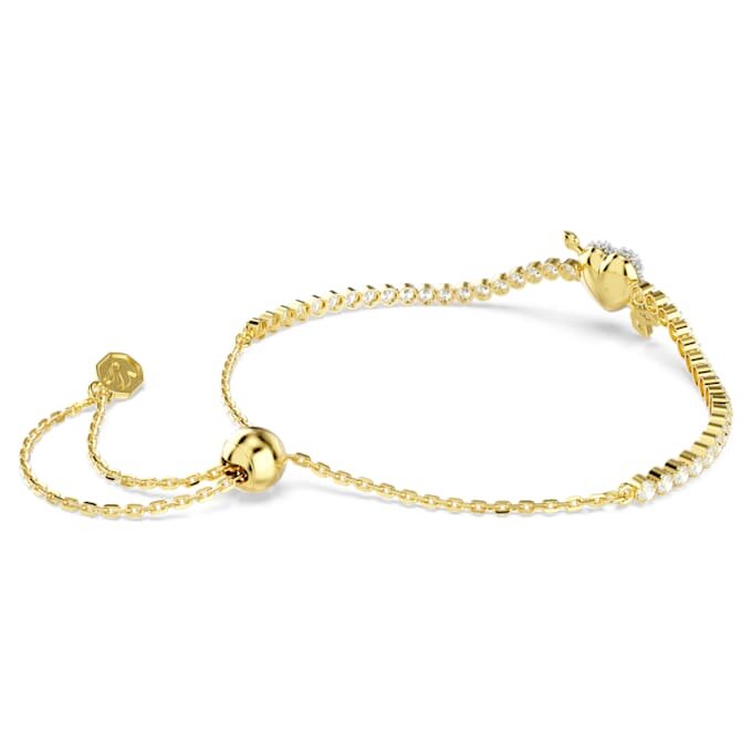 Pulseras Idyllia con cortes mixtos, corazón con flecha, blanca, chapada en tono dorado Pulseras Idyllia con cortes mixtos, corazón con flecha, blanca, chapada en tono dorado