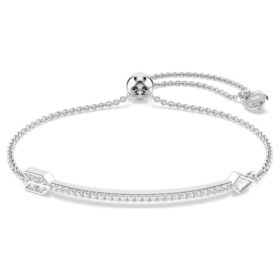 Pulseras Idyllia con cortes mixtos, flecha, blanca, chapada en rodio