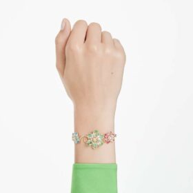 Pulseras Idyllia con cortes mixtos, flor, multicolor, chapada en tono dorado