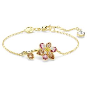 Pulseras Idyllia con cortes mixtos, flor, multicolor, chapada en tono dorado