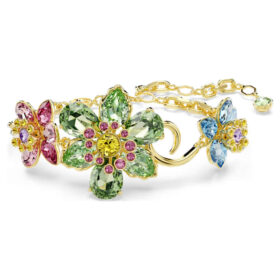 Pulseras Idyllia con cortes mixtos, flor, multicolor, chapada en tono dorado