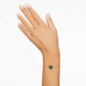 Pulseras Idyllia con cortes mixtos, trébol, verde, chapada en tono dorado