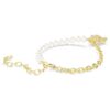 Pulseras Idyllia con perla de cristal, corte redondo, osito, tono dorado, chapado en tono dorado Pulseras Idyllia con perla de cristal, corte redondo, osito, tono dorado, chapado en tono dorado
