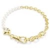 Pulseras Idyllia con perlas de cristal, blancas, chapadas en tono dorado Pulseras Idyllia con perlas de cristal, blancas, chapadas en tono dorado