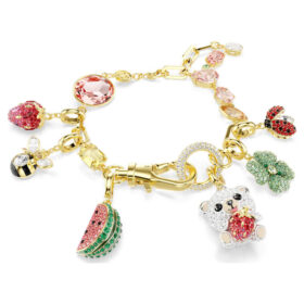 Pulseras Idyllia: cortes variados, motivos variados, multicolor, chapada en tono dorado