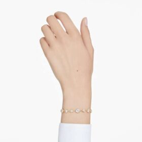 Pulseras Imber con cortes mixtos, blancas, chapadas en tono dorado
