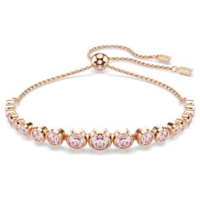Pulseras Imber con cristales redondos de diferentes cortes, rosa, chapada en tono oro rosa