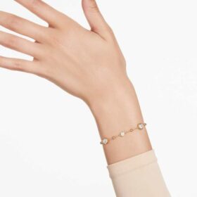 Pulseras Imber, corte redondo, diseño disperso, blanco, chapado en tono dorado