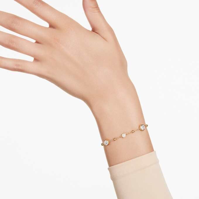 Pulseras Imber, corte redondo, diseño disperso, blanco, chapado en tono dorado Pulseras Imber, corte redondo, diseño disperso, blanco, chapado en tono dorado