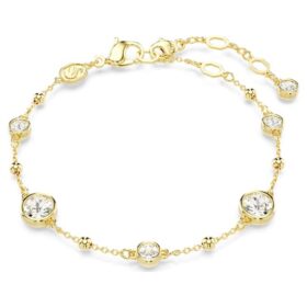 Pulseras Imber, corte redondo, diseño disperso, blanco, chapado en tono dorado