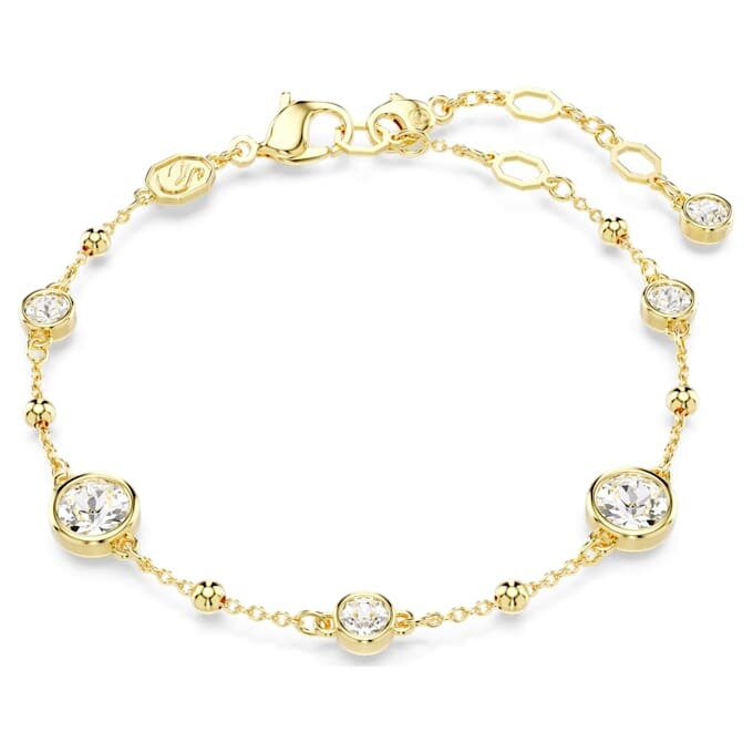 Pulseras Imber, corte redondo, diseño disperso, blanco, chapado en tono dorado Pulseras Imber, corte redondo, diseño disperso, blanco, chapado en tono dorado