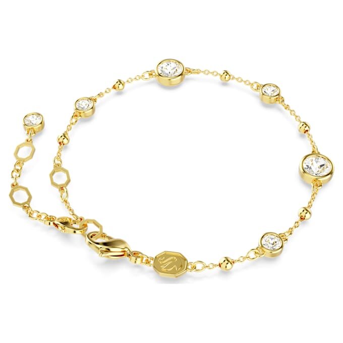 Pulseras Imber, corte redondo, diseño disperso, blanco, chapado en tono dorado Pulseras Imber, corte redondo, diseño disperso, blanco, chapado en tono dorado