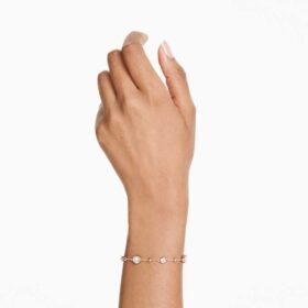 Pulseras Imber de corte redondo, blanca, chapada en tono oro rosa