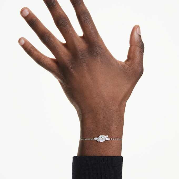 Pulseras Matrix con corte baguette, nudo, blanca, chapada en rodio Pulseras Matrix con corte baguette, nudo, blanca, chapada en rodio