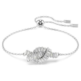 Pulseras Matrix con corte baguette, nudo, blanca, chapada en rodio