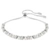 Pulseras Matrix con perla de cristal, corte redondo, blanca, chapada en rodio Pulseras Matrix con perla de cristal, corte redondo, blanca, chapada en rodio