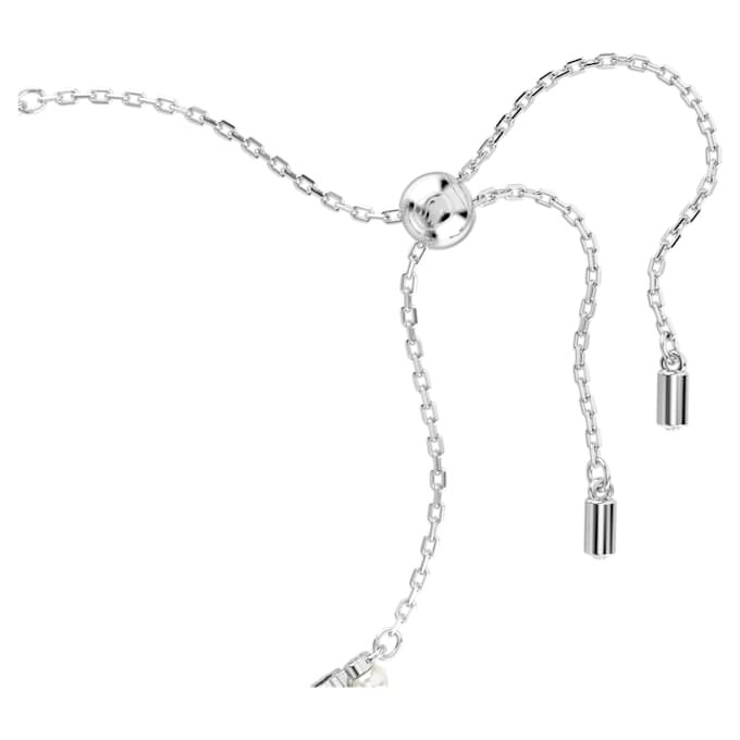 Pulseras Matrix con perla de cristal, corte redondo, blanca, chapada en rodio Pulseras Matrix con perla de cristal, corte redondo, blanca, chapada en rodio