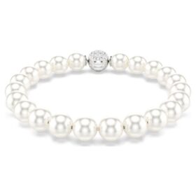 Pulseras Matrix con perlas de cristal, blancas, chapadas en rodio Pulseras Matrix con perlas de cristal, blancas, chapadas en rodio