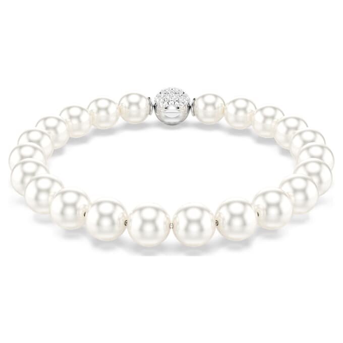 Pulseras Matrix con perlas de cristal, blancas, chapadas en rodio Pulseras Matrix con perlas de cristal, blancas, chapadas en rodio