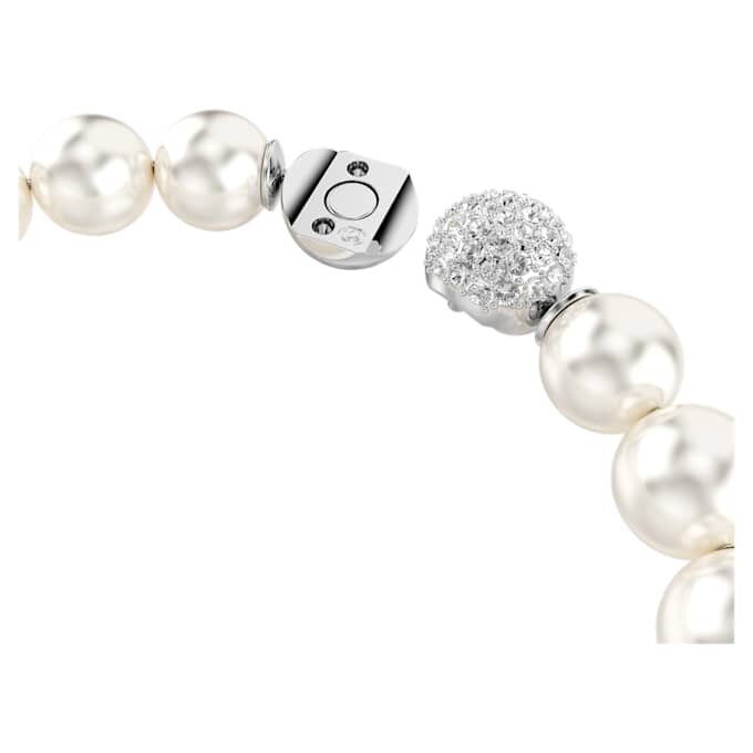 Pulseras Matrix con perlas de cristal, blancas, chapadas en rodio Pulseras Matrix con perlas de cristal, blancas, chapadas en rodio