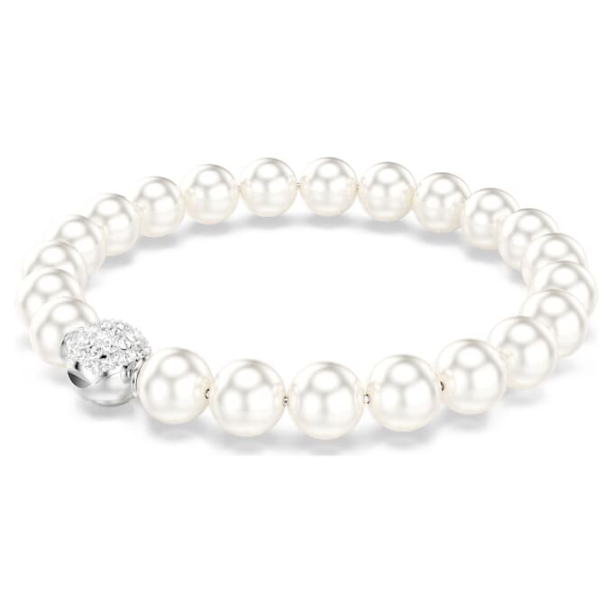 Pulseras Matrix con perlas de cristal, blancas, chapadas en rodio Pulseras Matrix con perlas de cristal, blancas, chapadas en rodio