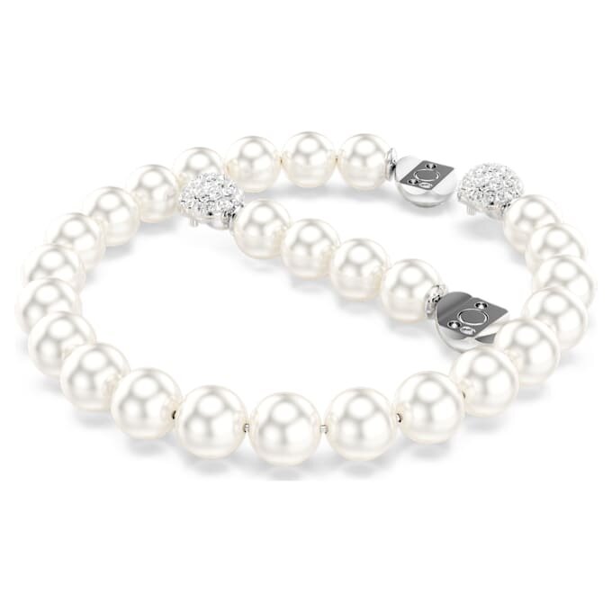 Pulseras Matrix con perlas de cristal, blancas, chapadas en rodio Pulseras Matrix con perlas de cristal, blancas, chapadas en rodio