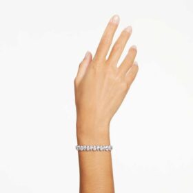 Pulseras Matrix Tennis con corte en pera, blanca, chapada en rodio