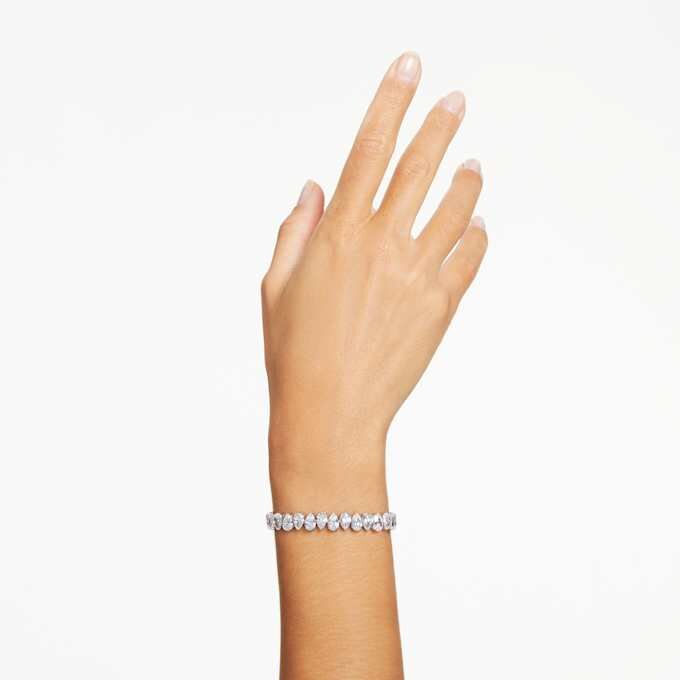 Pulseras Matrix Tennis con corte en pera, blanca, chapada en rodio Pulseras Matrix Tennis con corte en pera, blanca, chapada en rodio