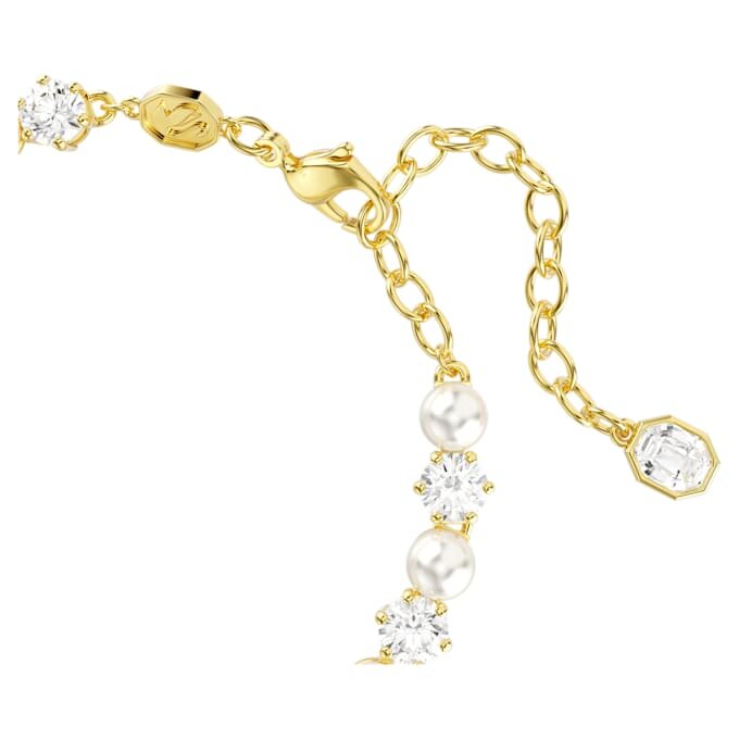 Pulseras Matrix Tennis con perlas de cristal, corte redondo, blanco, chapada en tono dorado Pulseras Matrix Tennis con perlas de cristal, corte redondo, blanco, chapada en tono dorado