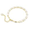 Pulseras Matrix Tennis con perlas de cristal, corte redondo, blanco, chapada en tono dorado Pulseras Matrix Tennis con perlas de cristal, corte redondo, blanco, chapada en tono dorado