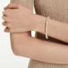 Pulseras Matrix Tennis con perlas de cristal, corte redondo, blanco, chapada en tono dorado Pulseras Matrix Tennis con perlas de cristal, corte redondo, blanco, chapada en tono dorado