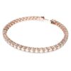 Pulseras Matrix Tennis, corte redondo, blanca, chapada en tono oro rosa