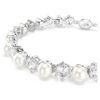 Pulseras Matrix Tennis Crystal Pearl, corte redondo, blanco, chapada en rodio Pulseras Matrix Tennis Crystal Pearl, corte redondo, blanco, chapada en rodio