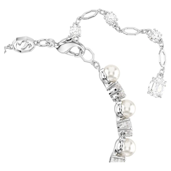 Pulseras Matrix Tennis Crystal Pearl, corte redondo, blanco, chapada en rodio Pulseras Matrix Tennis Crystal Pearl, corte redondo, blanco, chapada en rodio