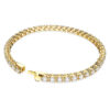 Pulseras Matrix Tennis de corte redondo, blanca, chapada en tono dorado