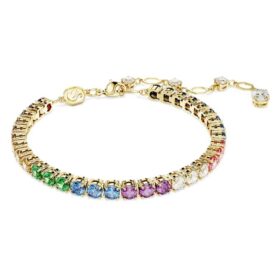 Pulseras Matrix Tennis de corte redondo, multicolor, chapada en tono dorado