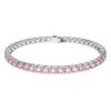 Pulseras Matrix Tennis de corte redondo, rosa, chapada en rodio Pulseras Matrix Tennis de corte redondo, rosa, chapada en rodio