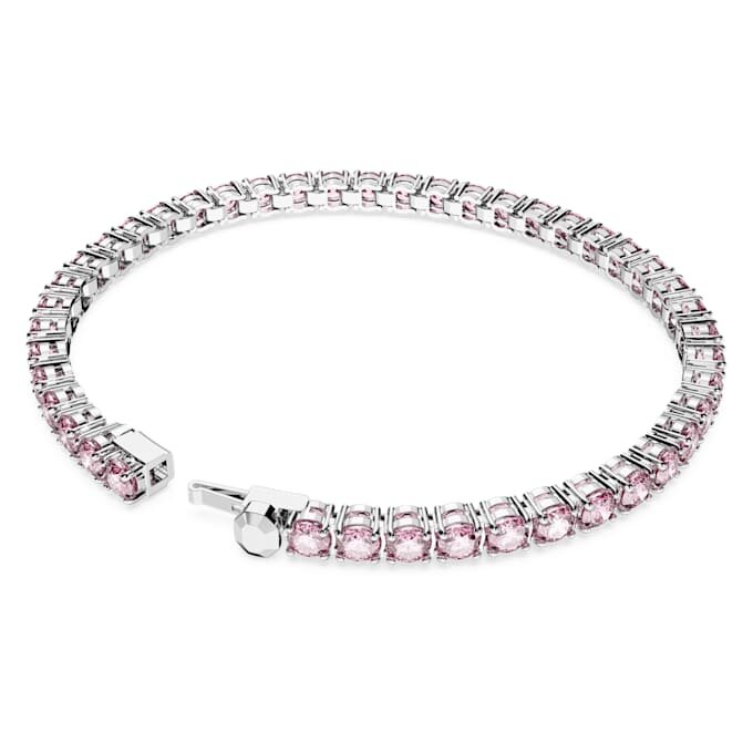 Pulseras Matrix Tennis de corte redondo, rosa, chapada en rodio Pulseras Matrix Tennis de corte redondo, rosa, chapada en rodio